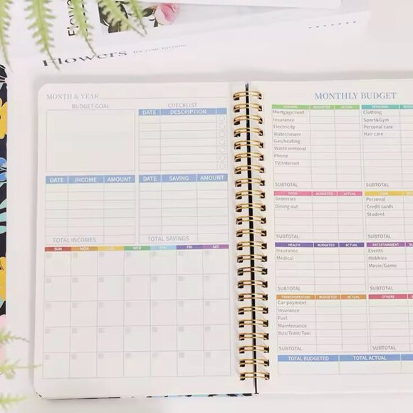 Vintage Flower Budget Planner: A5 Undated Financial Organizer with Expense Track - Picture 5 of 7